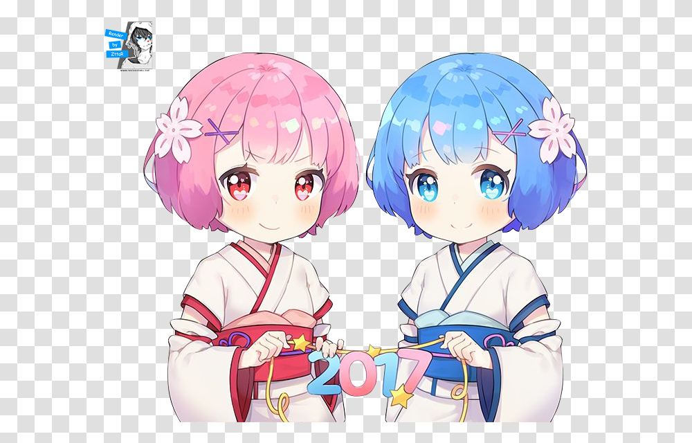 Render Ram & Rem Happy New Year 2017 Child Rem And Ram, Clothing, Apparel, Robe, Fashion Transparent Png