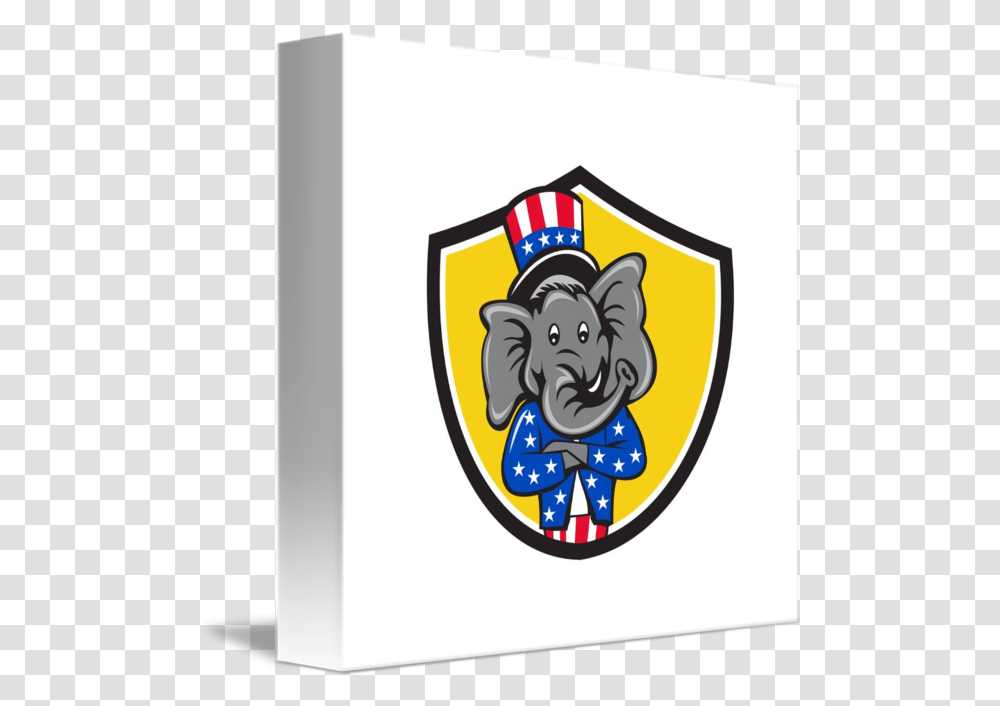 Republican Elephant Mascot Arms Crossed Shield Car By Aloysius Patrimonio Republican Party, Logo, Symbol, Trademark, Armor Transparent Png