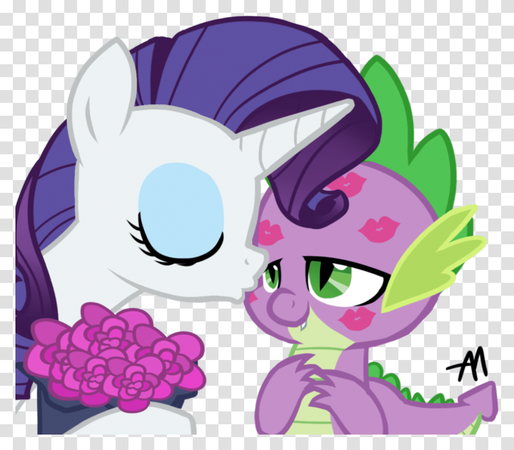 Request For Dcencia By Bananimationofficial Mlp Spike Kissing Rarity, Plant, Purple Transparent Png