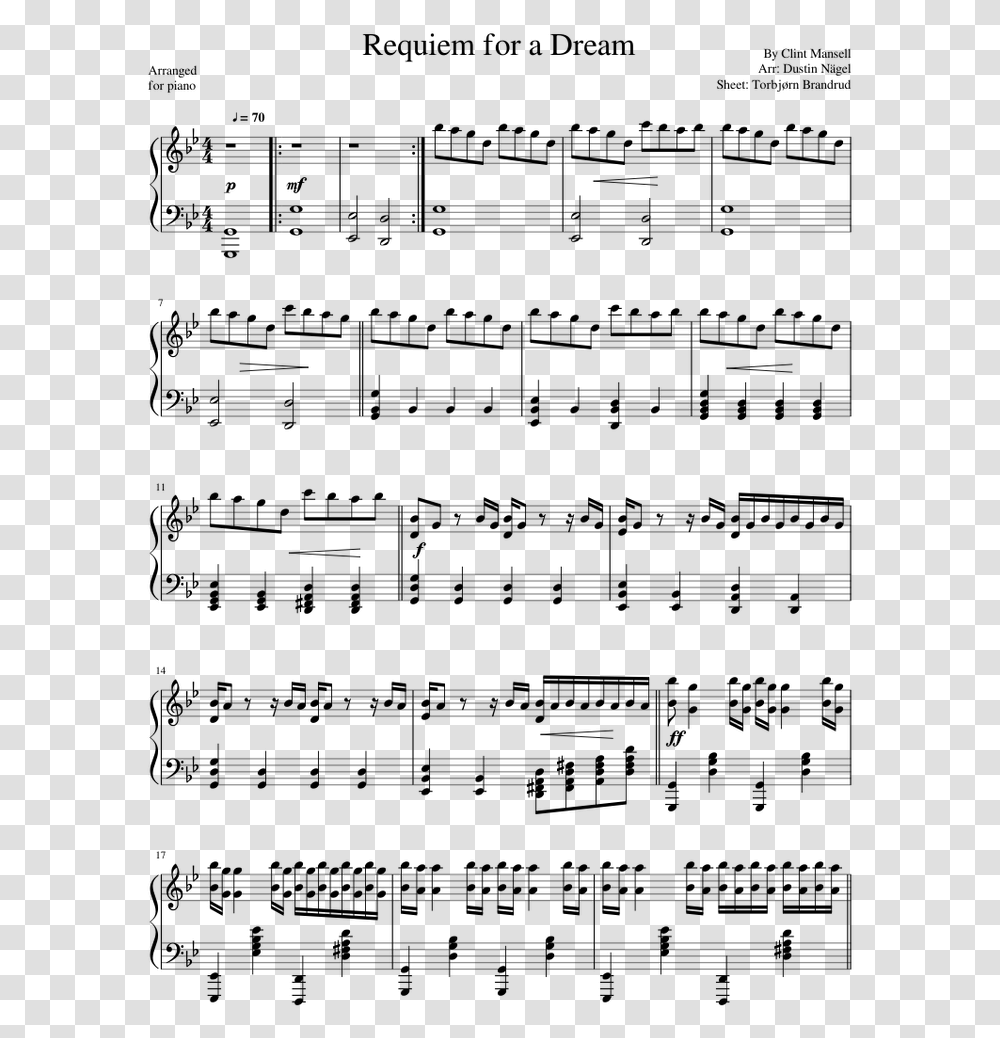Requiem For A Dream Partition Piano, Gray, World Of Warcraft Transparent Png