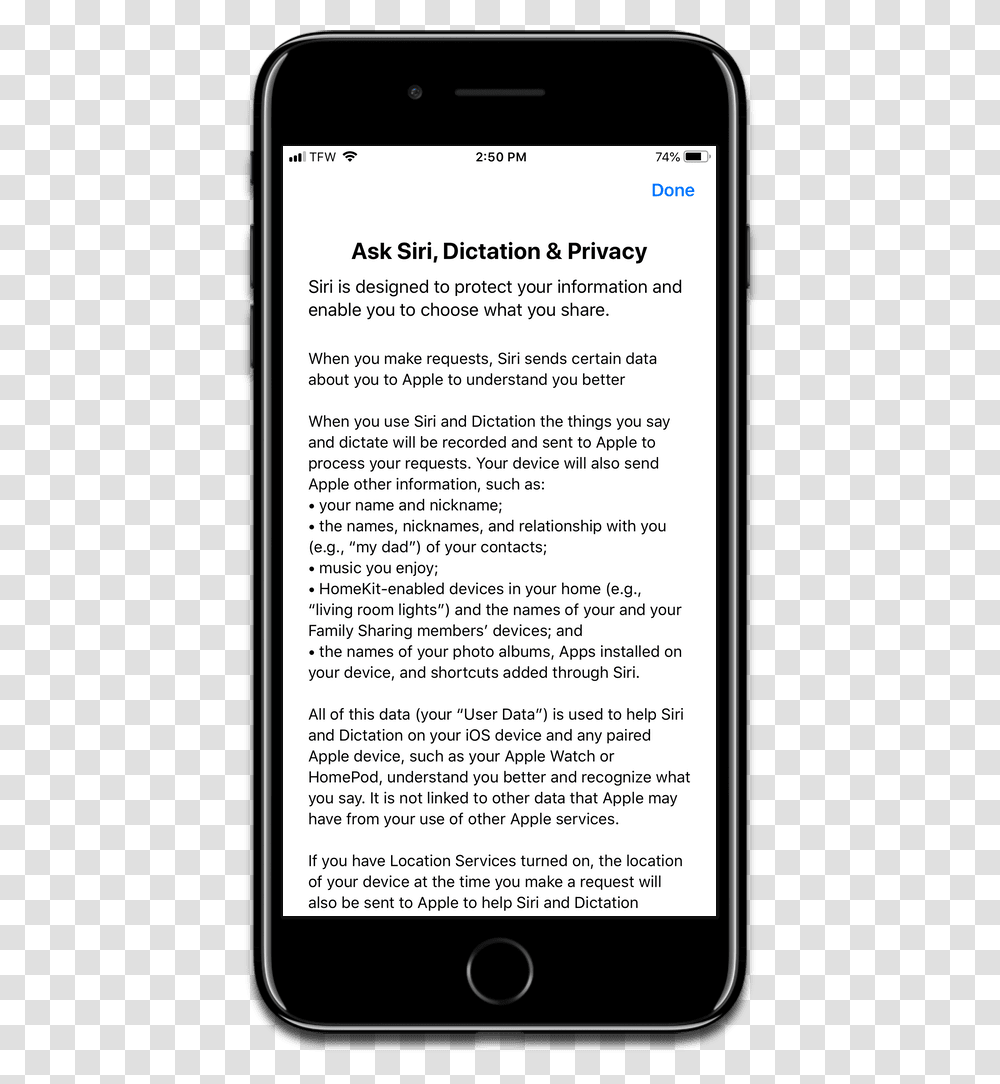 Reset Siri By Going Into Settings As Shown In This Ios Terms Agreement In Apps, Mobile Phone, Electronics, Cell Phone, Iphone Transparent Png