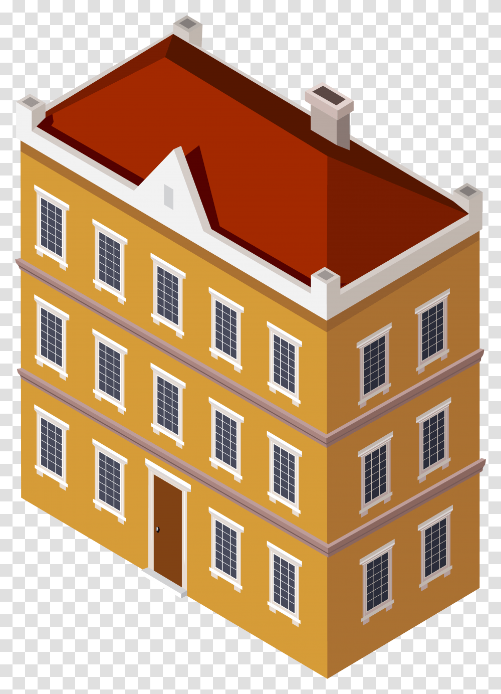 Residential Building With Red Roof Clipart Building Clipart, Window, Scoreboard, Urban, Housing Transparent Png