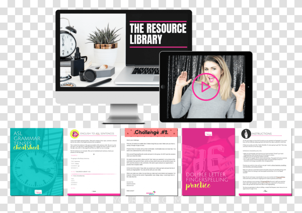 Resource Library Mockup Prefooter Flyer, Person, Computer Keyboard, Electronics, Interior Design Transparent Png