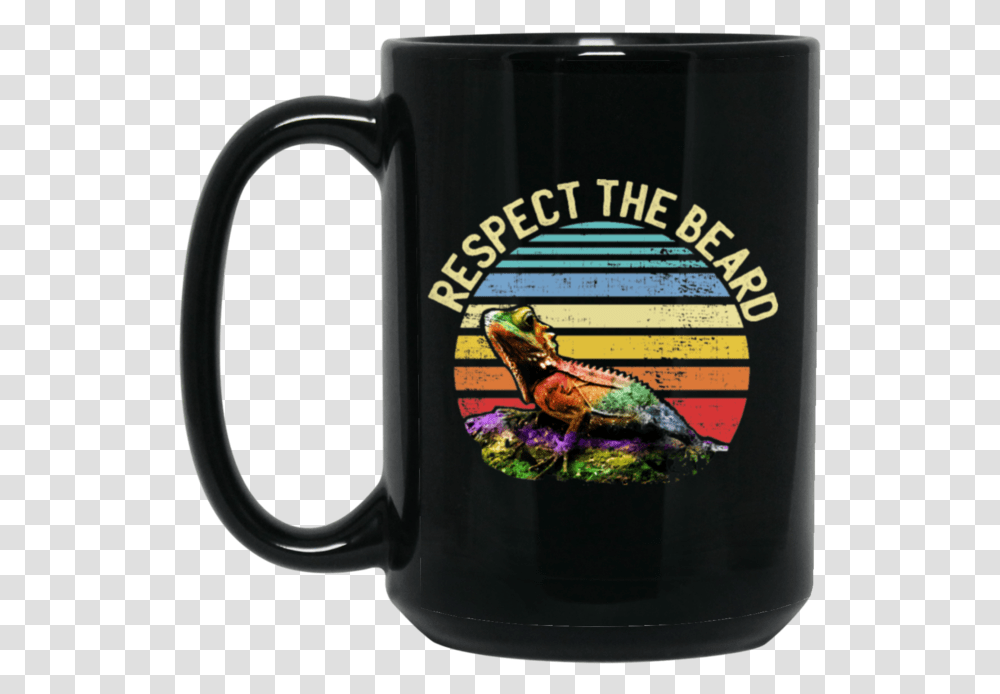 Respect The Beard Funny Bearded Dragon Black Mug Beer Stein, Coffee Cup, Bird, Animal, Jug Transparent Png