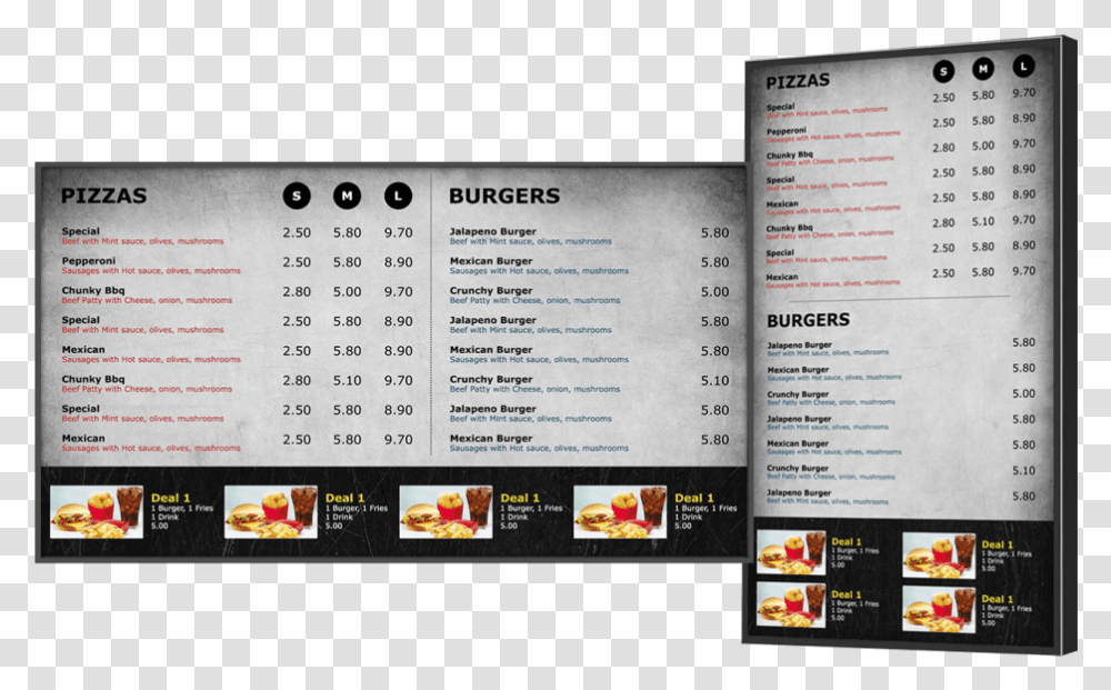 Restaurant Menu On Tv Screen, Page, Advertisement, Poster Transparent Png