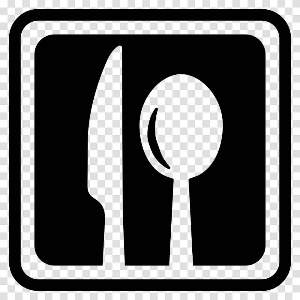 Restaurant Square Interface Symbol With A Knife And A Spoon, Cutlery, Fork, Label Transparent Png