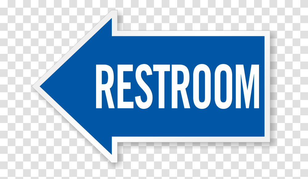 Restroom Sign With Arrow Download Restroom Signage With Arrow, Word, Label Transparent Png