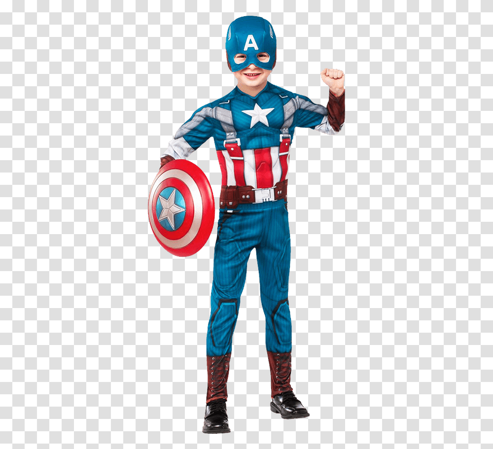 Retro Captain America Kids Muscle Costume Costume Captain America Enfant, Person, Human, Armor Transparent Png
