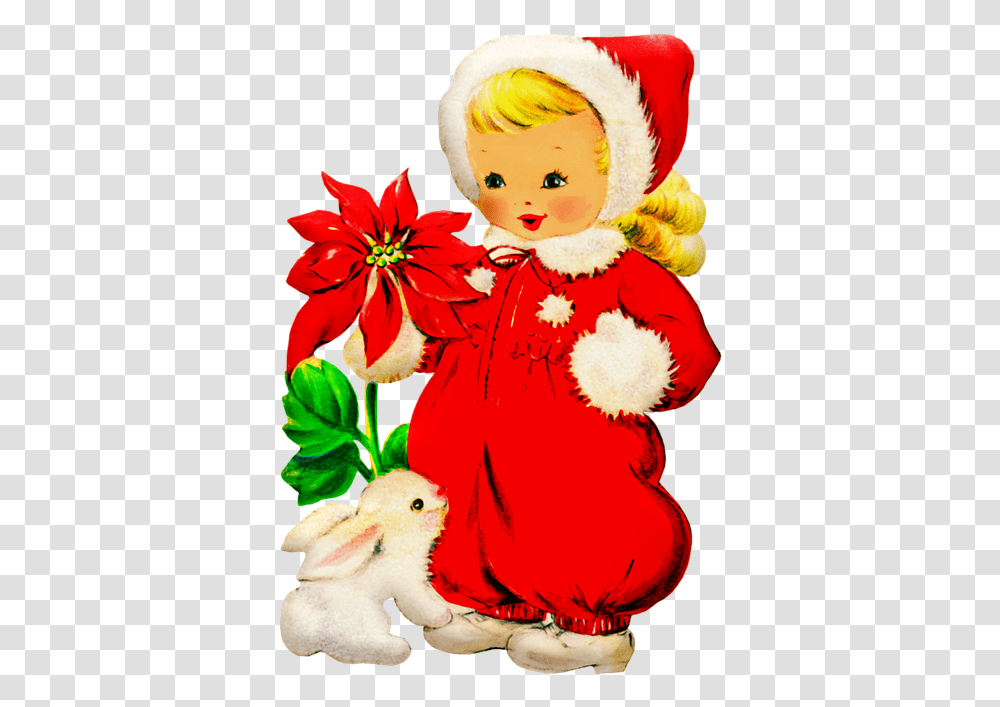 Retro Christmas Girl 1950s Vintage 1950 S Girl Cartoon, Doll, Toy, Bird, Animal Transparent Png