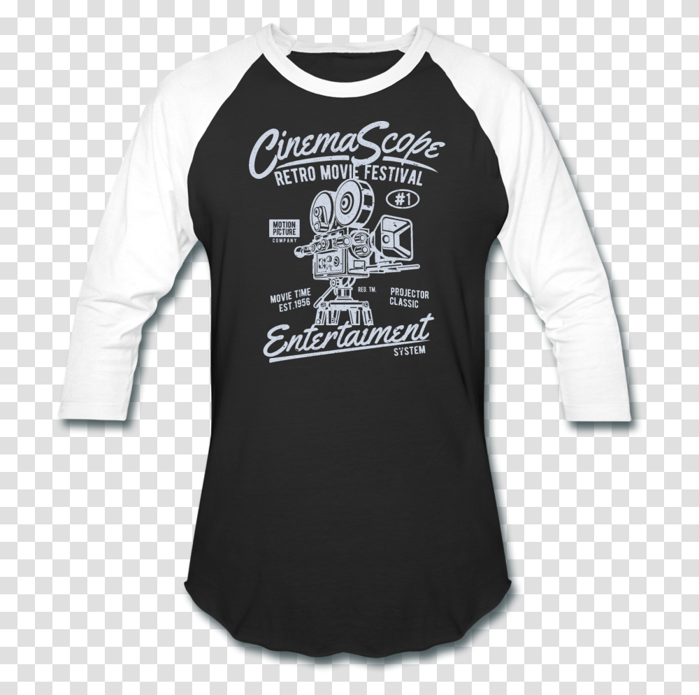 Retro Cinema Scope Baseball T Shirt, Clothing, Apparel, Sleeve, Long Sleeve Transparent Png