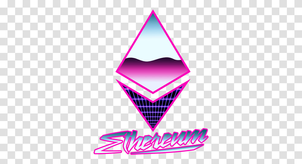 Retro Ethereum Logo Ethereumartists 80s Triangle, Label, Text, Symbol, Flyer Transparent Png