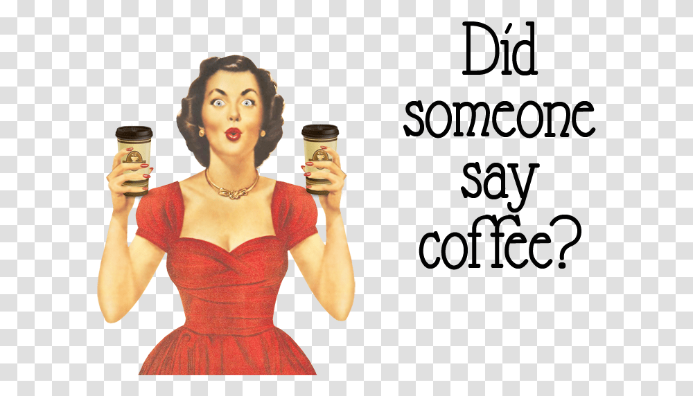 Retro Girl Coffee Drinking Coffee Vintage, Dress, Person, Female Transparent Png