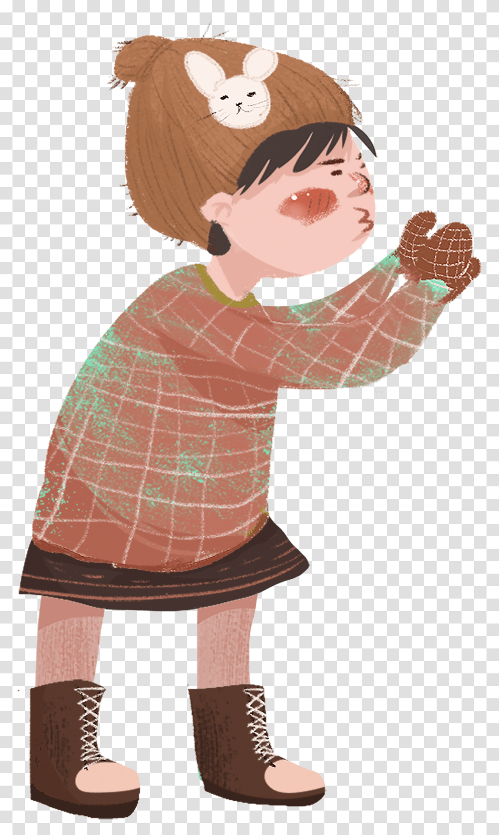 Retro Hand Drawn Girl Character And Psd Cartoon, Apparel, Person, Human Transparent Png