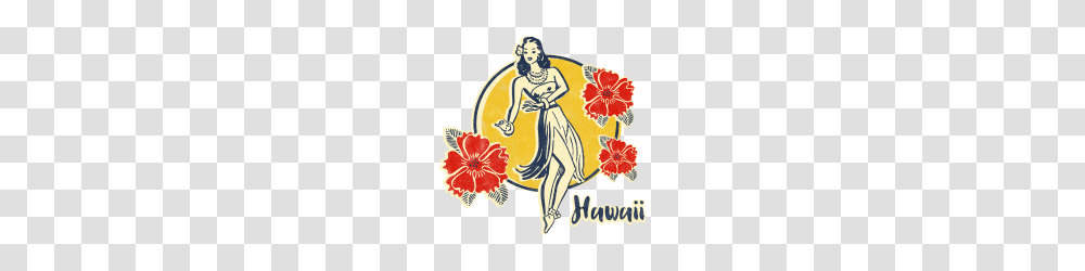Retro Hula Girl, Floral Design, Pattern Transparent Png