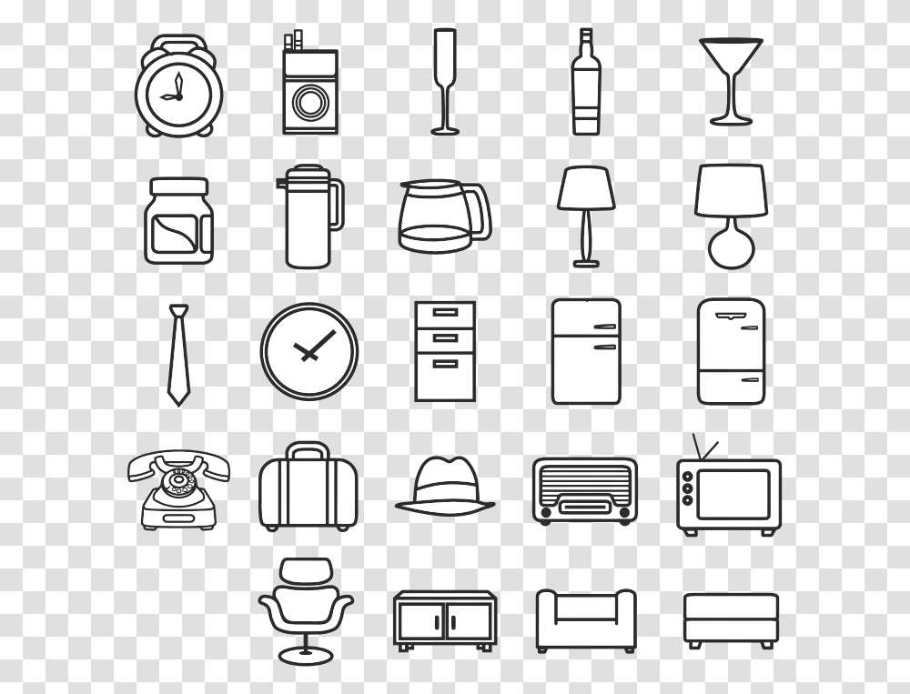 Retro Icon Set Icons For Items, Computer Keyboard, Electronics, Cooktop Transparent Png