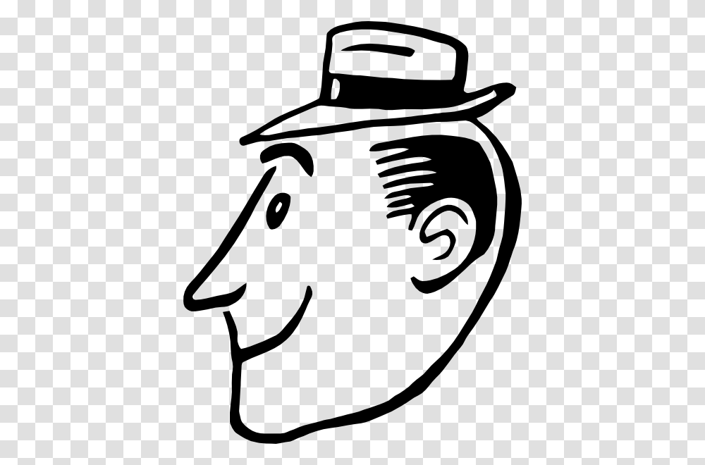 Retro Male Profile With Hat Clip Art, Apparel, Cowboy Hat, Stencil Transparent Png