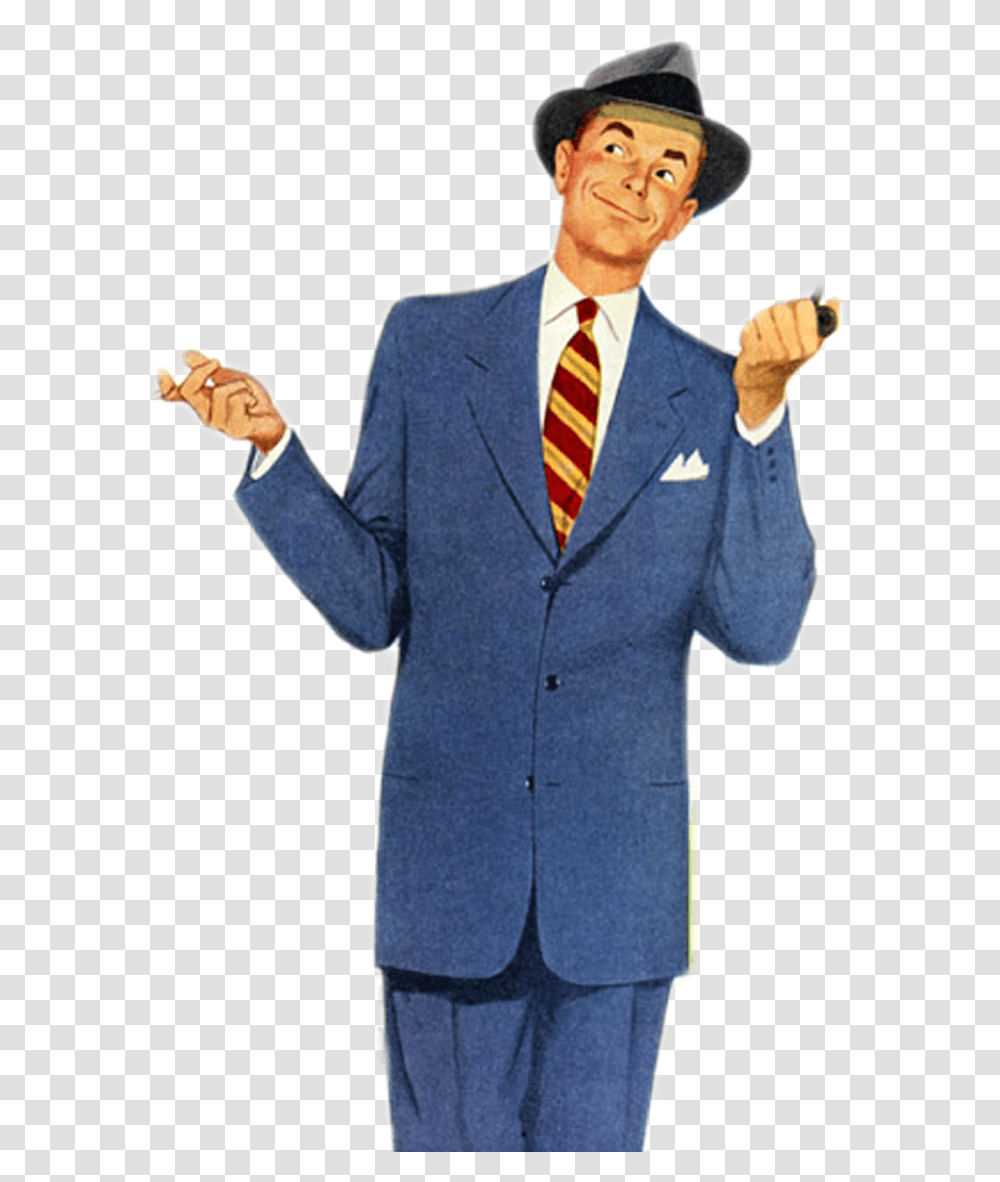 Retro Man, Tie, Suit, Overcoat Transparent Png