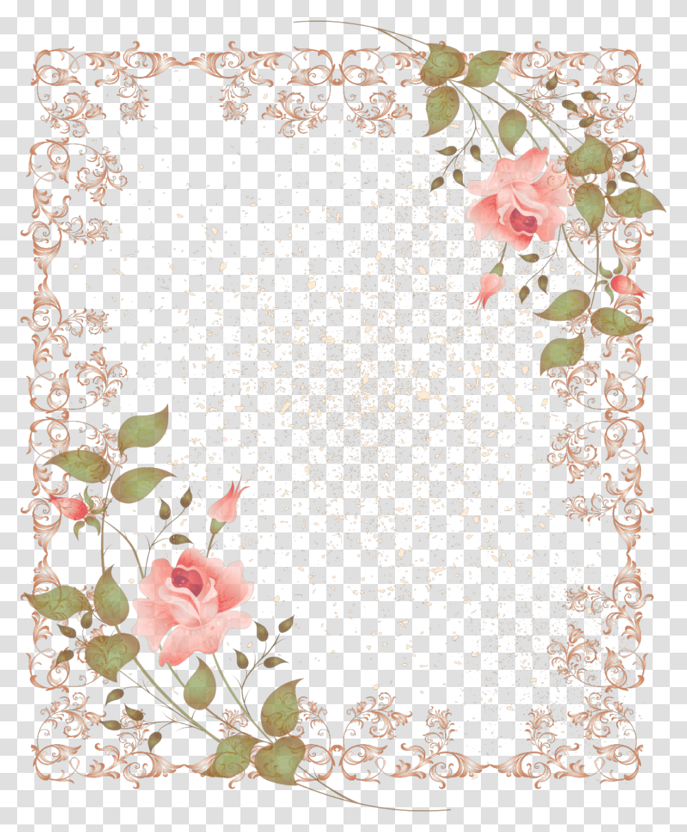 Retro Style Fl Border Picture Frame 1045 1280 Vintage Simple Pink Flower Background Design, Leaf, Plant Transparent Png