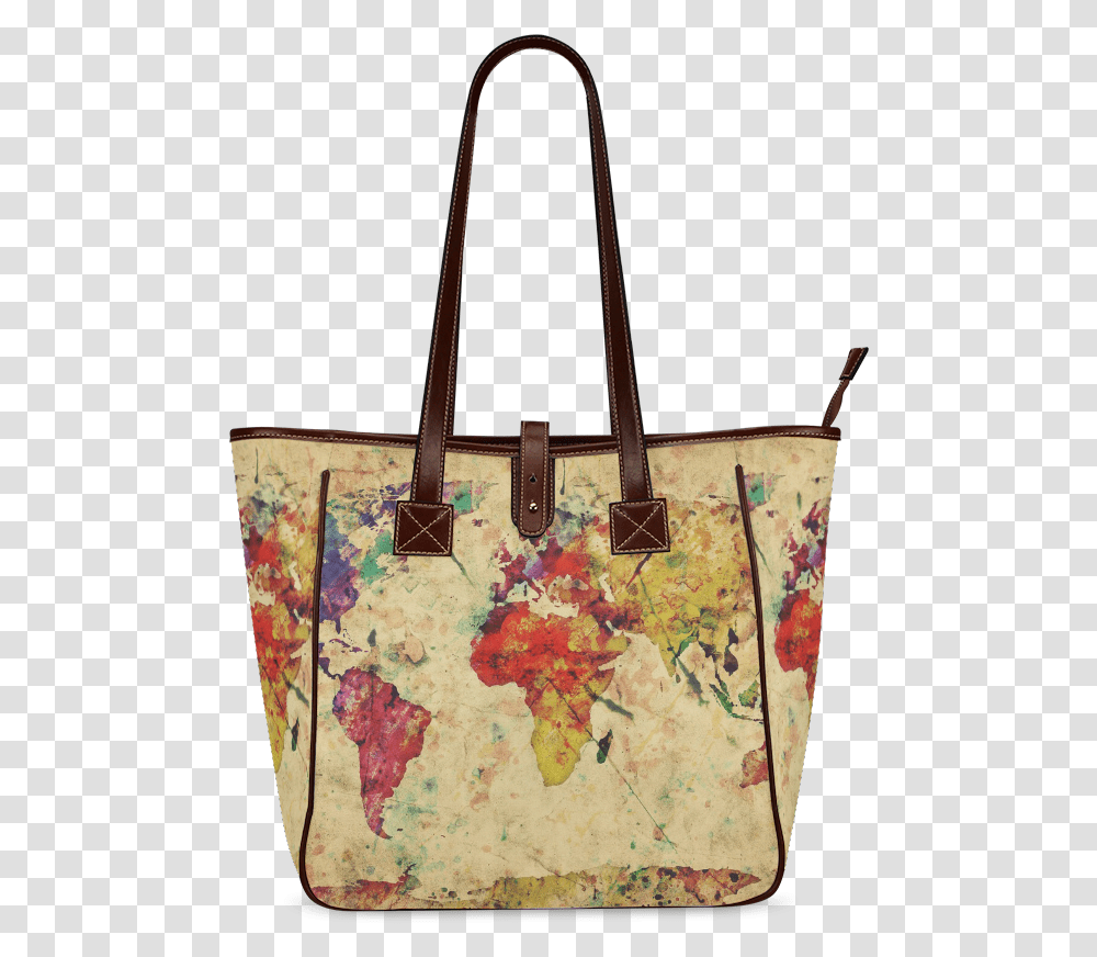 Retro Style Old Map Classic Tote Bag Colorful World Map Abstract, Handbag, Accessories, Accessory, Purse Transparent Png