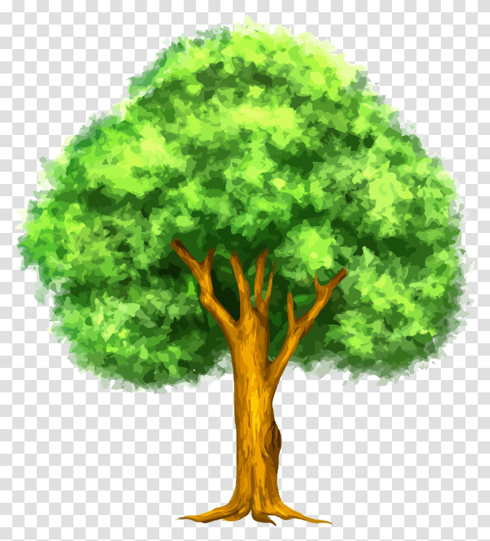 Retro Tree Clipart Vintage Trees Clipart Rubber Tree Clipart, Plant, Moss, Green Transparent Png