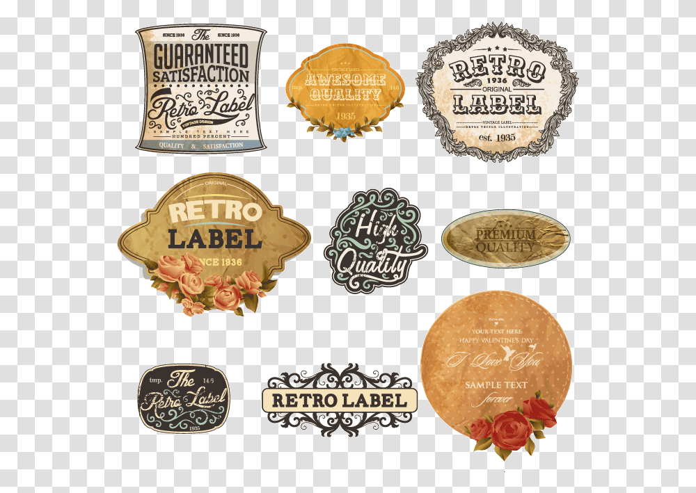 Retro Vintage Labels, Logo, Bronze Transparent Png