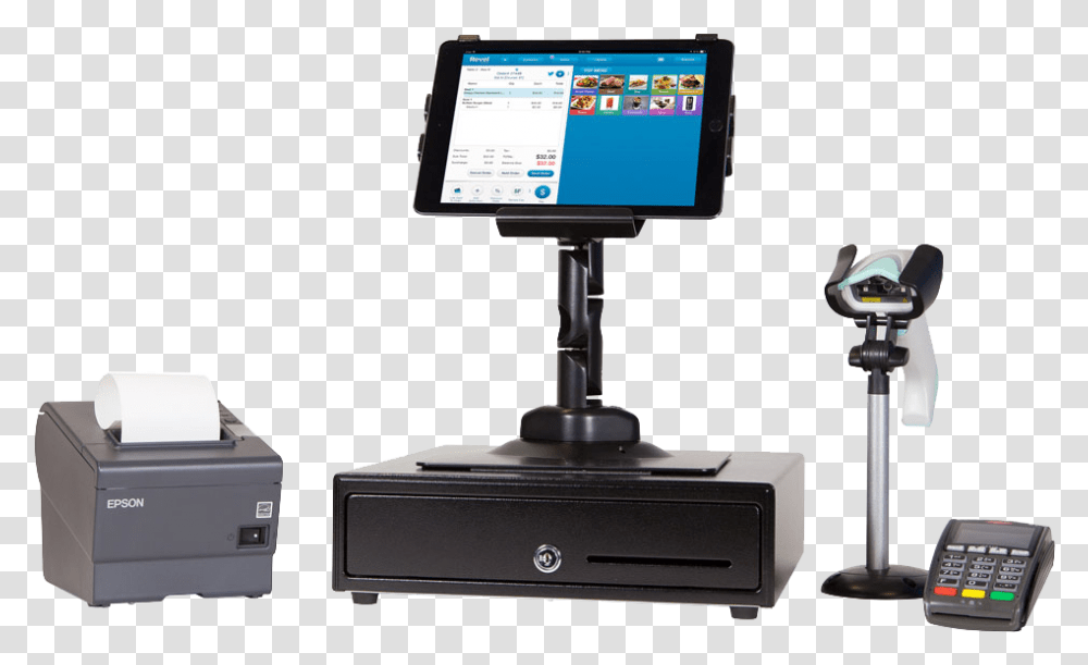 Revel Ipad Pos System Hardware Point Of Sales Systems Revel, Tablet Computer, Electronics, Machine, Monitor Transparent Png