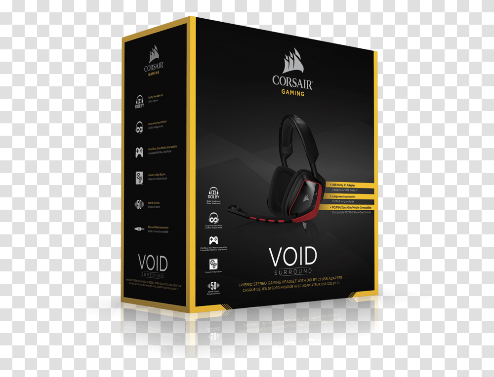 Review - The Corsair Void Surround Headset Truly Envelops Gaming Logo, Electronics, Headphones, Advertisement, Flyer Transparent Png