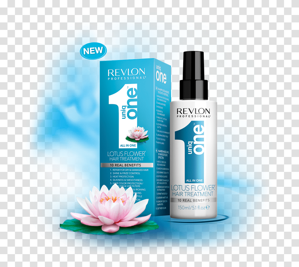 Revlon Uniq One Lotus Flower Hair Treatment 10 Benefits In 1 Treatment Revlon 10in One Blue, Bottle Transparent Png