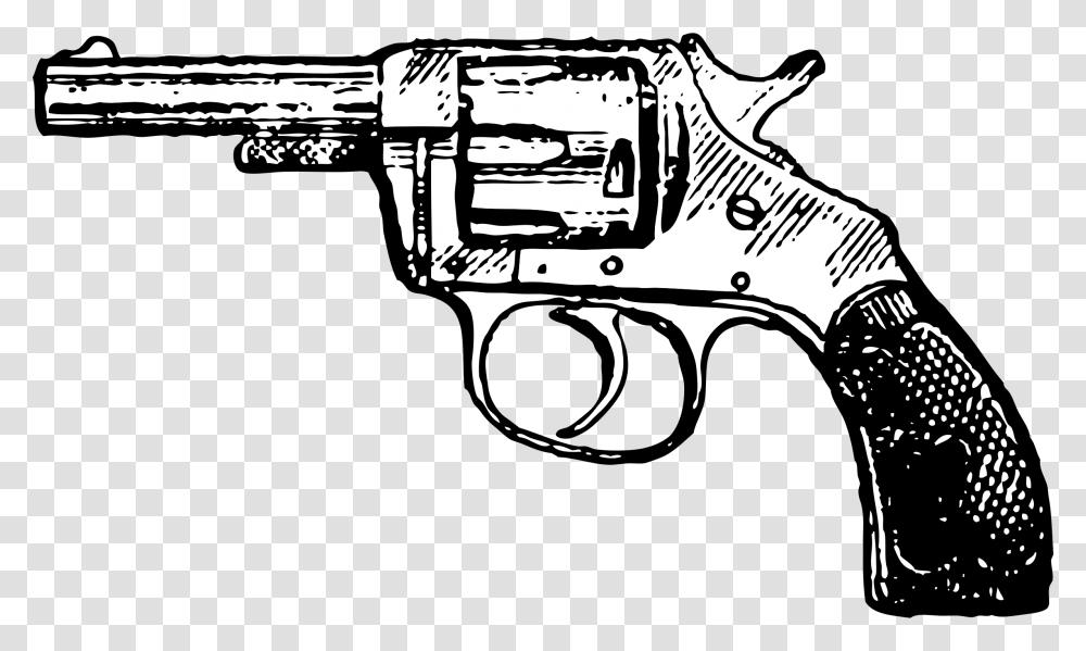 Revolver Black And White, Gun, Weapon, Weaponry, Handgun Transparent Png