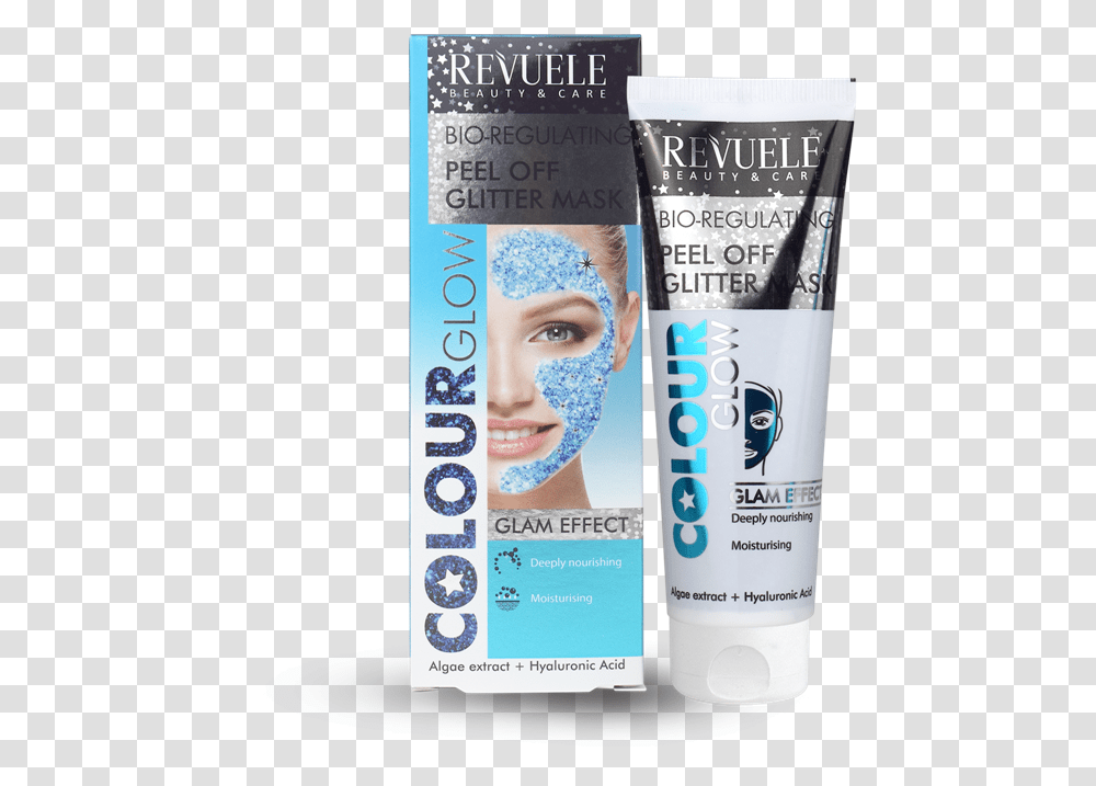 Revuele Peel Off Glitter Mask Revuele Beauty And Care Mask, Bottle, Cosmetics, Person, Human Transparent Png