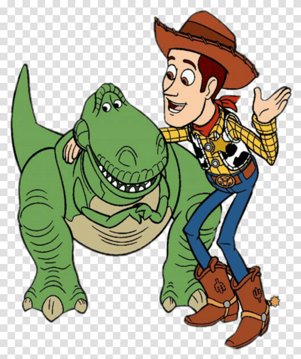 Rex Dinosaurio Toystory Woody Disney Woody Toy Story Y El Dinosaurio, Animal, Reptile, T-Rex, Person Transparent Png