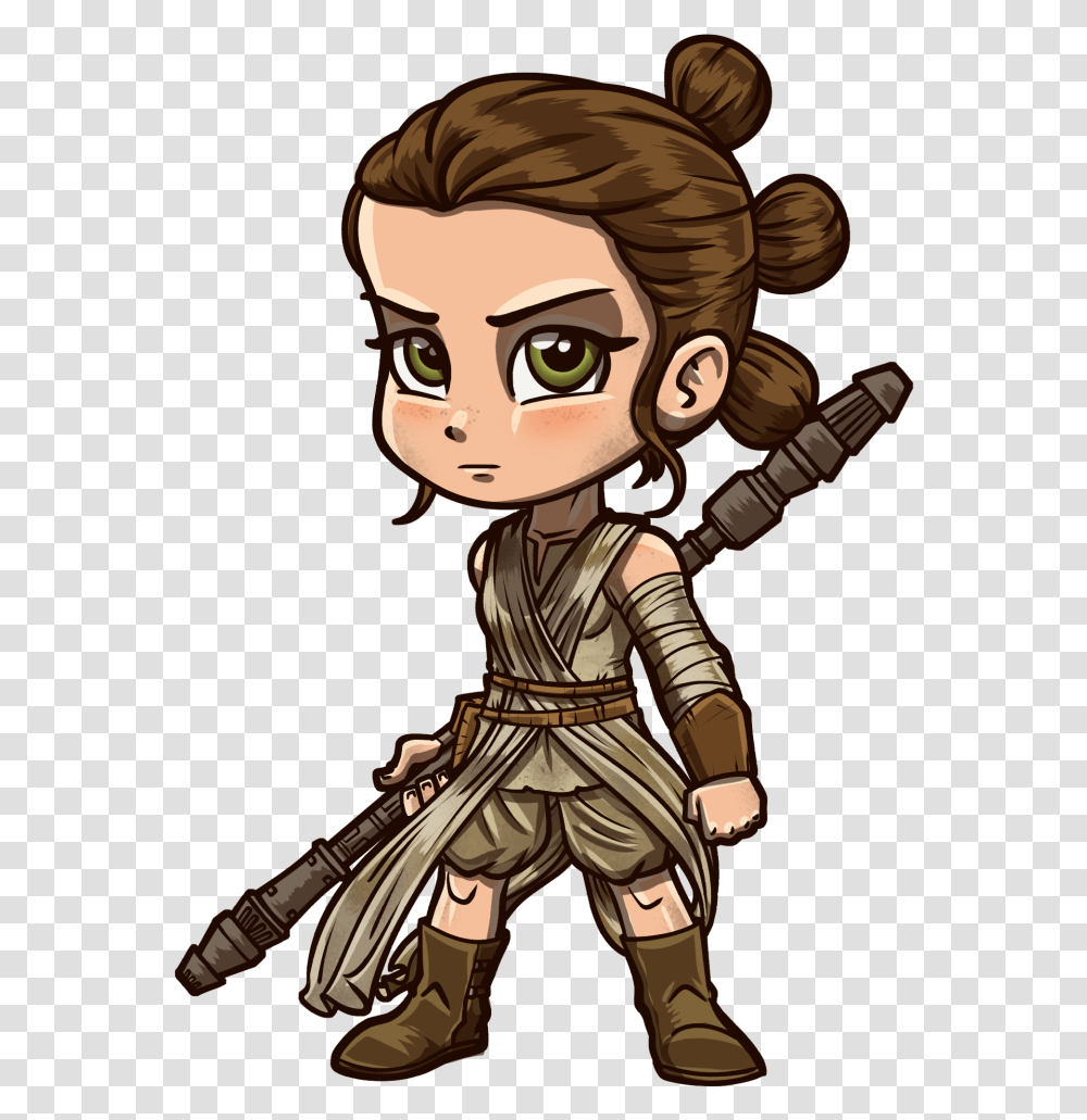 Rey Star Wars Cartoon Rey Star Wars Caricatura, Person, Human, Leisure Activities, Bagpipe Transparent Png