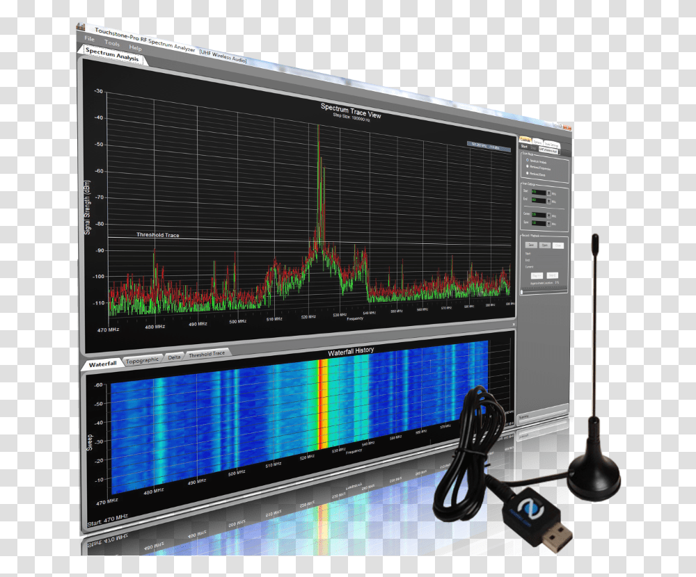 Rf Viewer Wireless Usb Dongle Rf Spectrum Analyzer Radio Spectrum Analyzer, Electronics, Monitor, Screen, Display Transparent Png