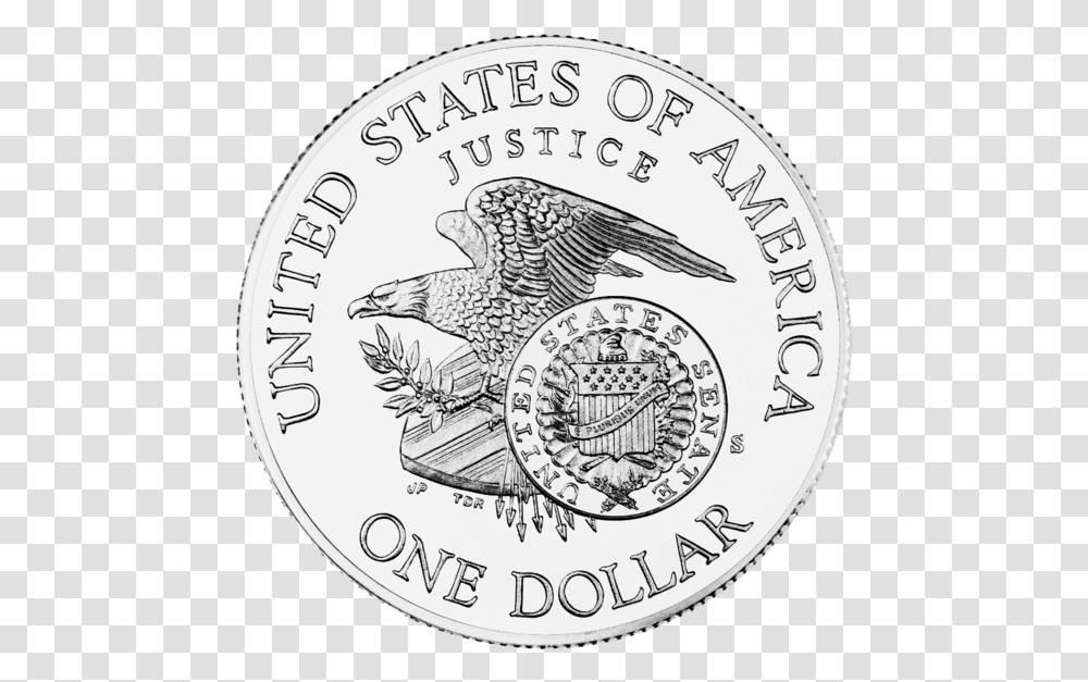Rfk Silver Dollar Reverse Silver Dollar Background, Coin, Money, Bird, Animal Transparent Png