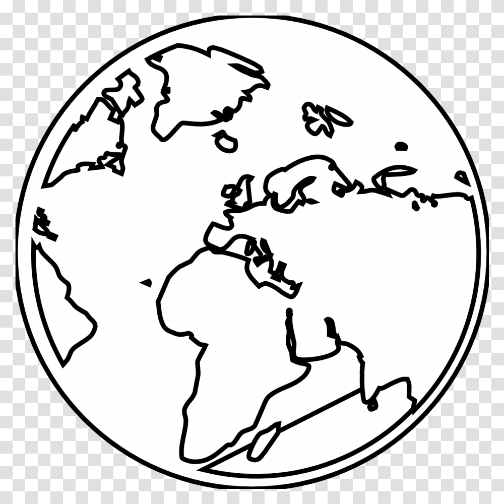 Rg 1 24 Earth Globe Black White Line Cartoon Globe Black And White, Outer Space, Astronomy, Universe, Planet Transparent Png