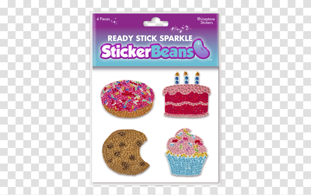 Rhinestone Yummy Treats 4pc Stickerbeans Set Muffin, Sweets, Food, Confectionery, Purse Transparent Png