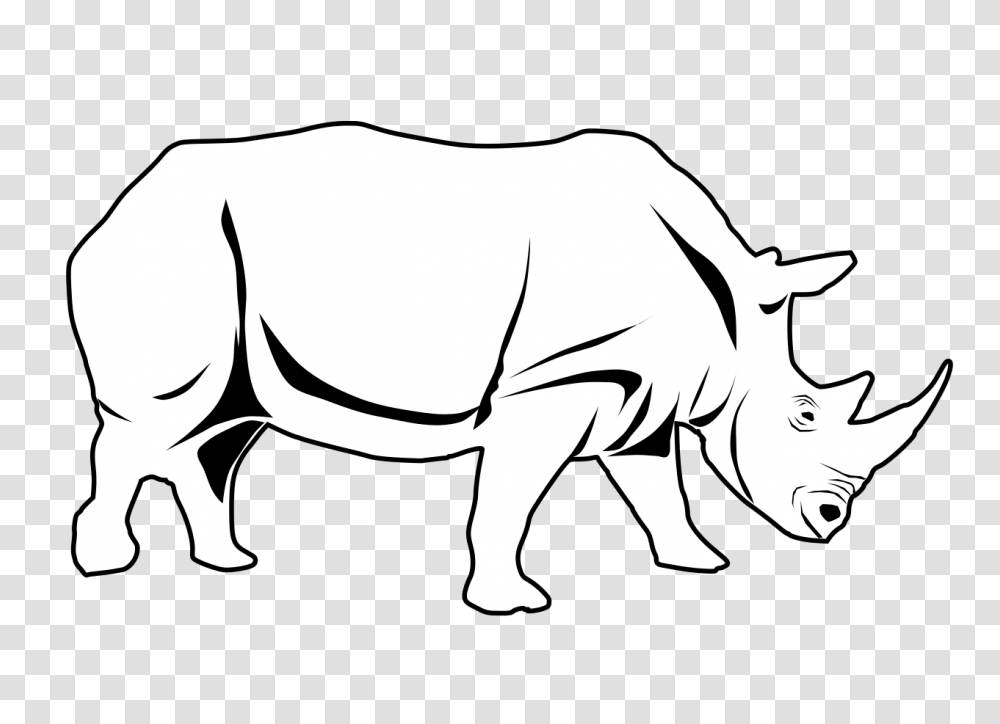Rhino Black And White Clip Art, Mammal, Animal, Wildlife Transparent Png