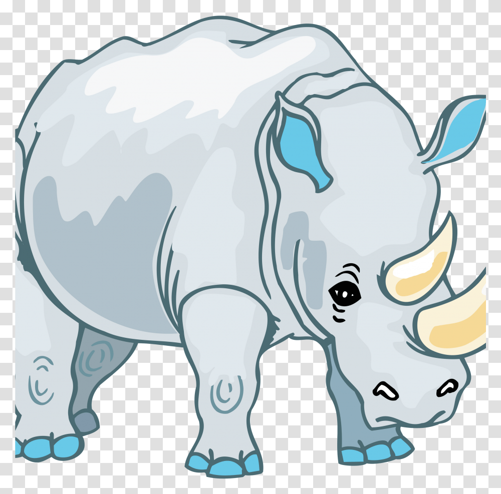 Rhino Cartoon Clipart Rinoceronte Dibujo, Mammal, Animal, Wildlife Transparent Png