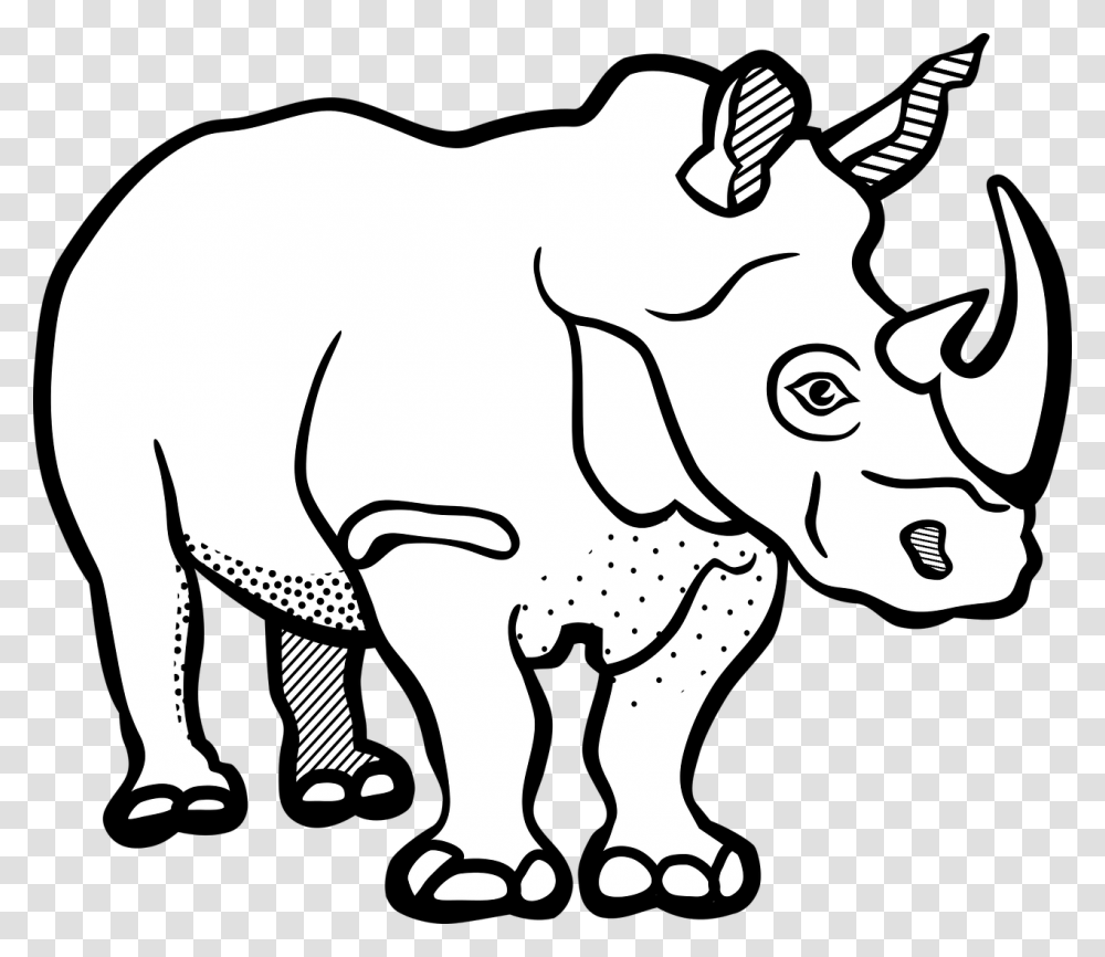 Rhino Clipart Black And White, Mammal, Animal, Wildlife, Elephant Transparent Png