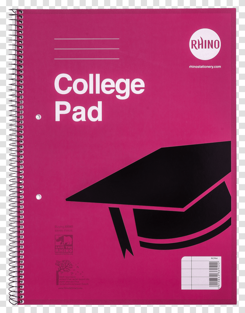 Rhino College Spiral A4 8mm Ruled And Margin 70 Paper, Poster, Advertisement, File Binder Transparent Png