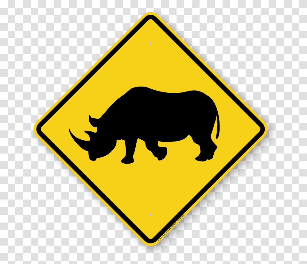 Rhino Crossing Symbol Sign Black Rhinoceros, Road Sign, Bear, Wildlife, Mammal Transparent Png