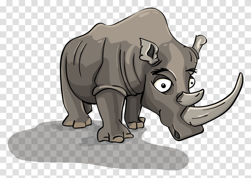 Rhino Horn Cartoon Character Animal Brontothere Badak Kartun, Wildlife, Mammal Transparent Png