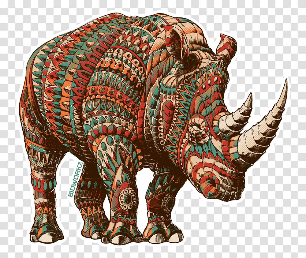 Rhino Sticker Ben Kwok Rhino, Animal, Mammal, Elephant, Wildlife Transparent Png