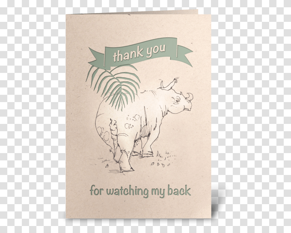 Rhino Thank You Card Greeting Card Illustration, Mammal, Animal, Label Transparent Png