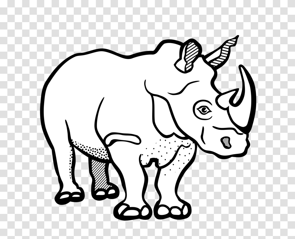 Rhinoceros Drawing Line Art Black And White Color, Animal, Mammal, Wildlife, Horse Transparent Png