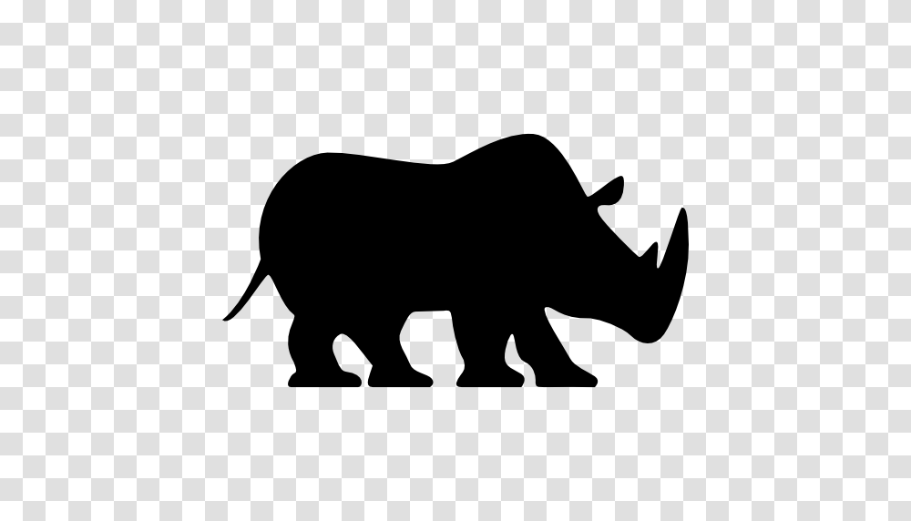 Rhinoceros Facing Right, Silhouette, Stencil, Mammal, Animal Transparent Png