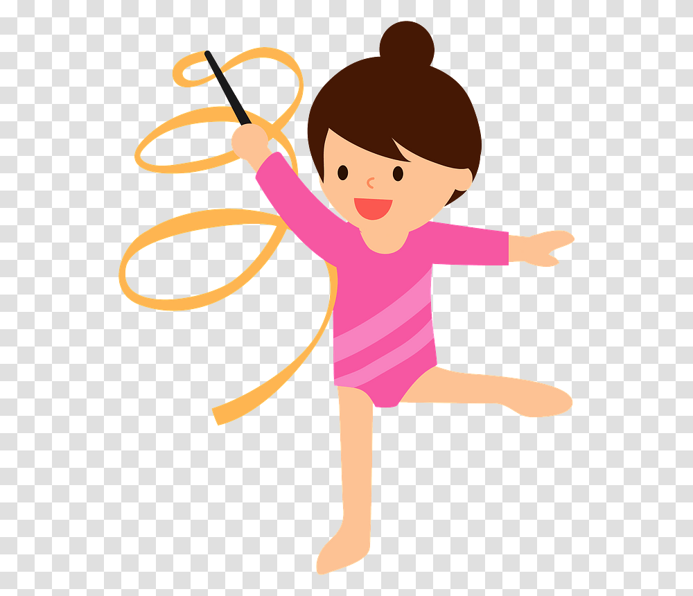 Rhythmic Gymnastics Ribbon Clipart, Girl, Female, Floor, Drawing Transparent Png