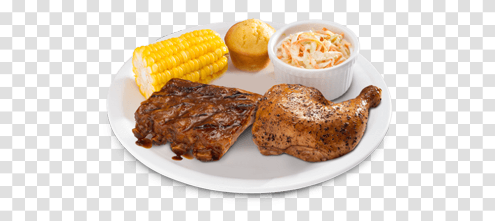 Rib And Chicken Plate, Dinner, Food, Bread, Meal Transparent Png