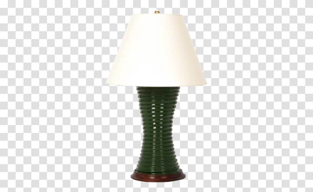 Ribbed Hourglass Lamp In Dark Green Lampshade, Table Lamp, Screw, Machine Transparent Png