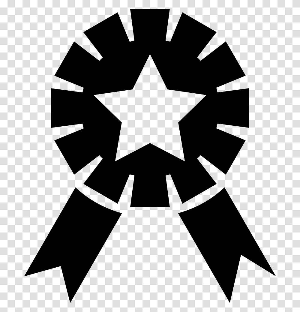 Ribbon Award With Star Shape Comments, Star Symbol, Stencil, Rug Transparent Png